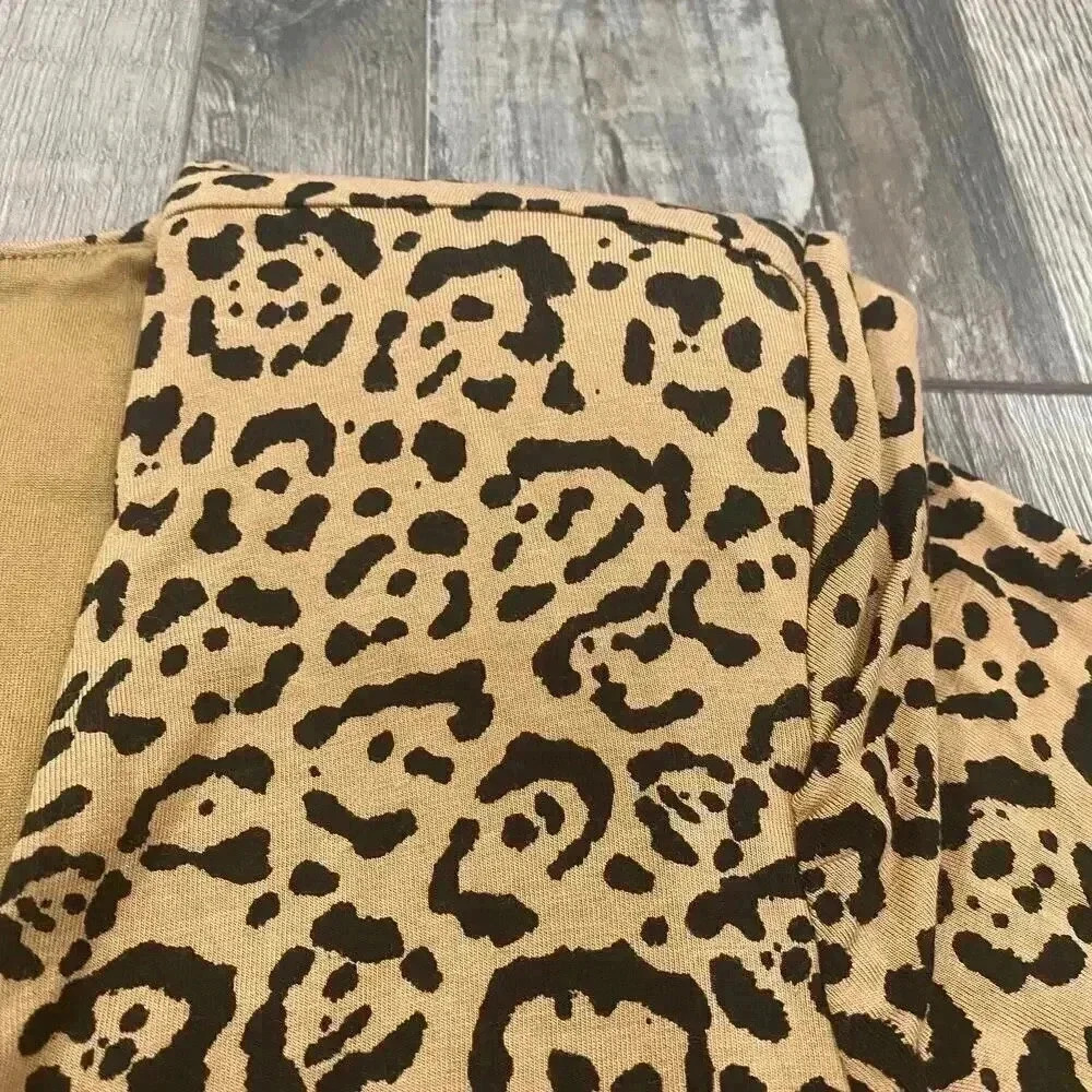NWT Good American Power Shoulder Animal Print Leopard V-Cut Long Sleeve Size 2 - Picture 4 of 11